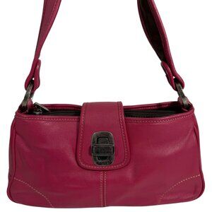 The Sak Pink Leather Small Shoulder Bag Silver-Tone Turn Lock Closure
